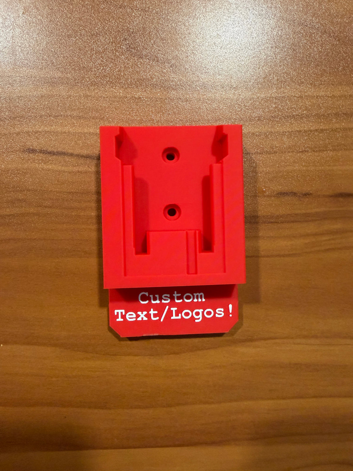 Battery Holder Compatible with Milwaukee M18 Batteries – 3D Printed Wall or Bench Mount, Custom Text & Logo